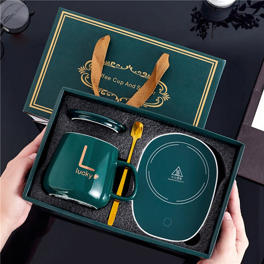 Smart Ceramic Coffee Mug Gift Set 55-Degree Constant Temperature Heater