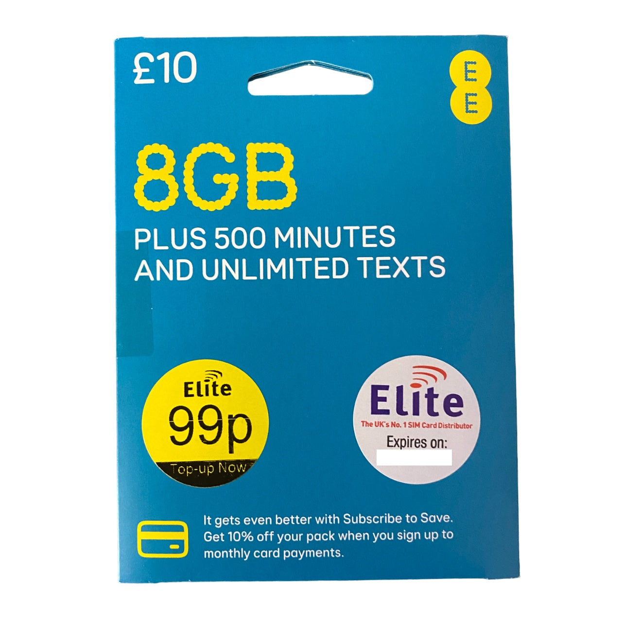 EE Pay As You Go Sim Card - £10 Subscription Pack