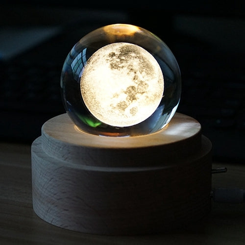 3D Crystal Ball Music Box Moon Pattern Electronic Swivel Home Decor - TrendyGifts.co.uk