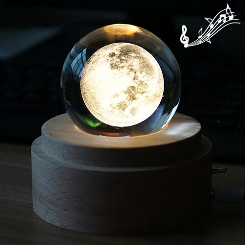 3D Crystal Ball Music Box Moon Pattern Electronic Swivel Home Decor - TrendyGifts.co.uk