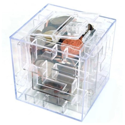 3D Puzzle Transparent Money Maze Bank Saving Coin Gift Box - TrendyGifts.co.uk