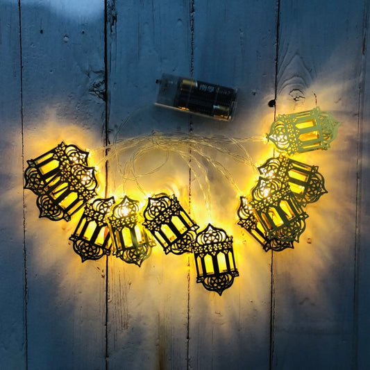 Eid Festival Iron Art String Lights Ramadan LED Decoration Pendant - TrendyGifts.co.uk