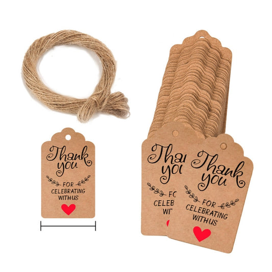 100PCS Bag Kraft Paper Gift Tag With 20m Hemp Rope - TrendyGifts.co.uk