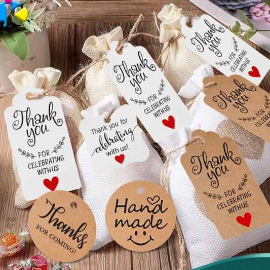 100PCS Bag Kraft Paper Gift Tag With 20m Hemp Rope - TrendyGifts.co.uk