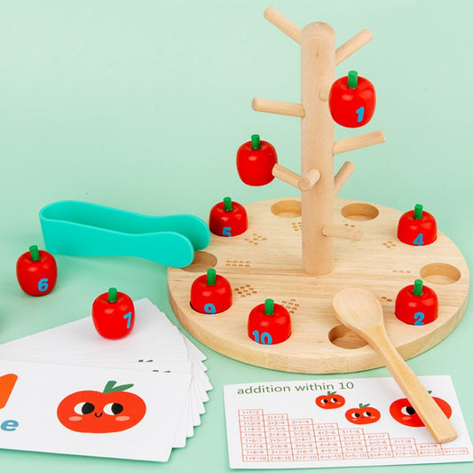 Apple Picking Wooden Toy For Children Early Education Mathematics Cognitive - TrendyGifts.co.uk