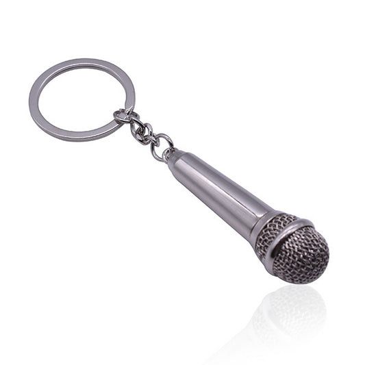 Simulated Microphone Metal Keychain Small Gift - TrendyGifts.co.uk