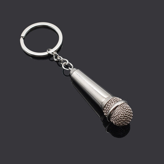 Simulated Microphone Metal Keychain Small Gift - TrendyGifts.co.uk