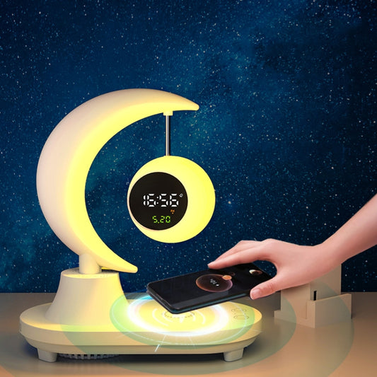 Wireless Charger Bluetooth Moon Audio Atmosphere Light Infinitely Dimmable With Clock Display - TrendyGifts.co.uk